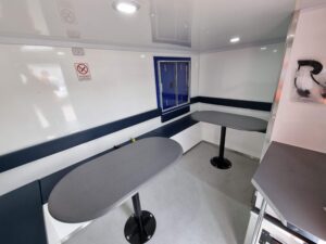 Inside of towable welfare unit