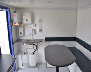 Inside of towable welfare unit